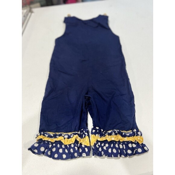 Lil Cactus Heart Swans Navy Blue Romper with Yellow Ruffles Unisex Infants 6-12 - Picture 5 of 7